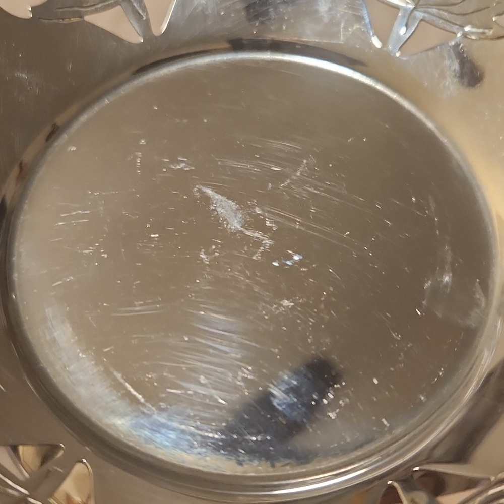 KROME KRAF Art Deco Silver Decorative Bowl. With Scalloped Edging Ornate Design - Picture 7 of 9